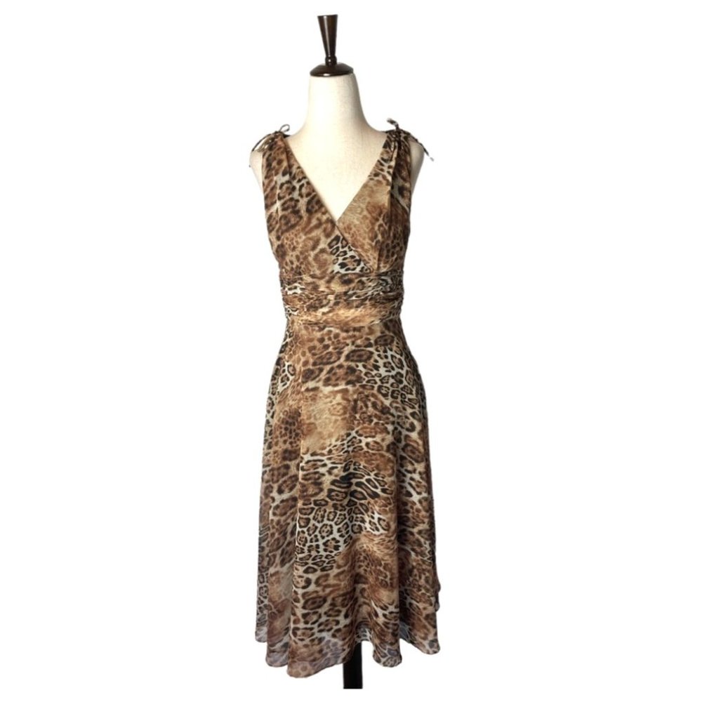 Patra Animal Print V-Neck Midi Dress
